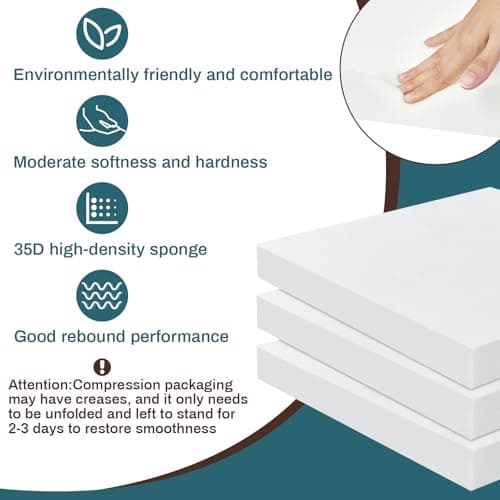 Frienda 3 Pack 3 x 20 x 20 Inch Upholstery High Density Foam Cushion Replacement Square Cut to Size Foam Couch for Chair Couches Padding Shipping Packing DIY Cosplay Projects