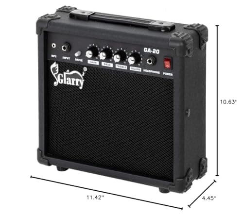 GLARRY Electric Guitar Amp, Portable Guitar Tube Amp with Headphone MP3 Input, 20W Practice Guitar Combo Amplifier Speaker Accessories with Bass, Volume, Treble, and Middle Controls