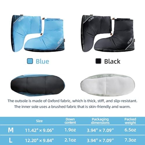 QEZER Down Booties for Men and Women Keep Warm Foot Warmers Camping Slippers Winter Camping Socks