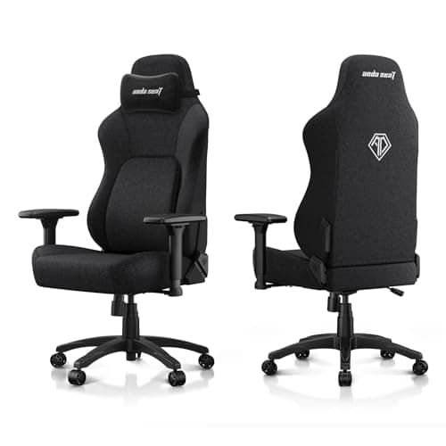 Anda Seat Phantom 4 Black Fabric Gaming Chairs for Adults - Large Wide Seat Gamer Chair with Dynamic Lumbar Support, Comfortable Ergonomic Video Game Seats with Headrest - 2D Armrests