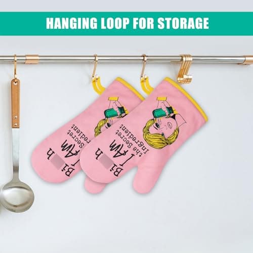 Miracu Oven Mitt, Funny Kitchen Cooking Oven Mitts, Pink Kitchen Accessories, Cute Baker Stuff, Baking Gifts for Women Mom, House Warming Gifts New Home Apartment, for Christmas Birthday Housewarming