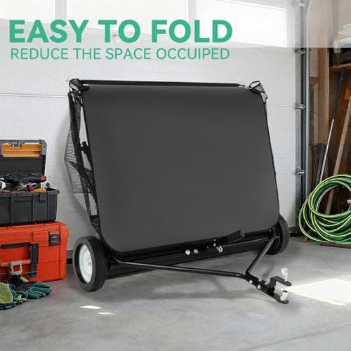 KARHDIR 52 in Tow Behind Lawn Sweeper, 26 cu.ft. Large Yard Sweeper, Adjustable Sweeping Height, Heavy Duty Leaf & Grass Collector with Dumping Rope, Pull Behind Sweepers for Debris Grass Clippings