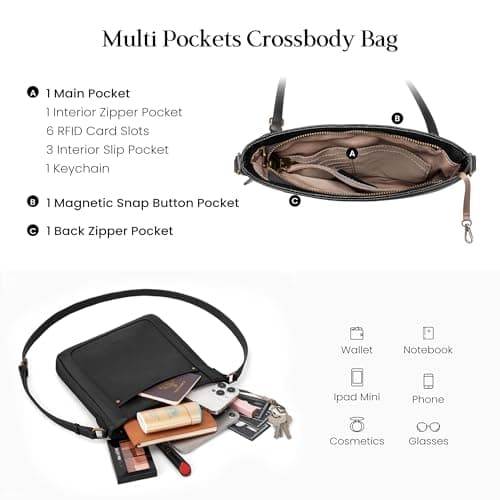 befen Genuine Leather Small Crossbody Bags for Women, Womens Cross Body Shoulder Purse Handbags with RFID Blocking Card Slots