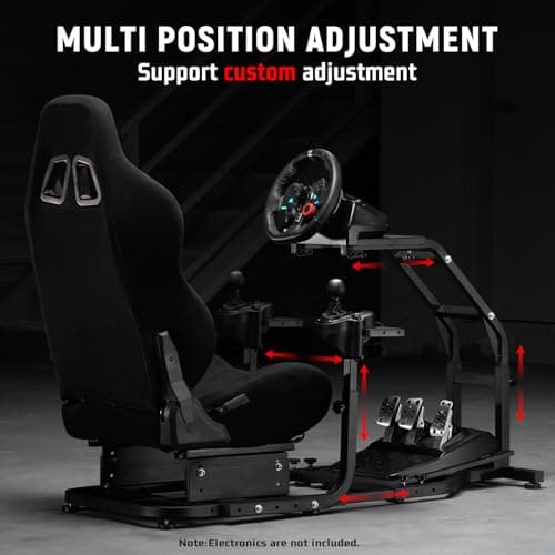 Dardoo G29 Racing Simulator Cockpit with Adjustable Race Seat Fit for Logitech G920 G923, for Thrustmaster T150 T300RS GT Racing Steering Wheel Stand, Not Included Wheel Shifter and Pedals