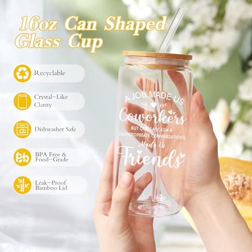 Coworker Friend Gifts for Women, Gifts for Coworkers, Coworker Friendship Gift for Women, Funny Coworker Birthday Present for Work Friends, Going Away, Farewell Gift for Office Friend Bestie w Glass B0F1F672M1