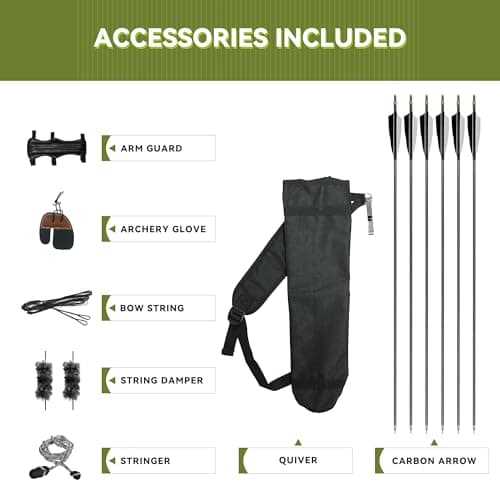 Black Hunter Recurve Bow and Arrow Set, GLURAK 60'' Wooden Takedown Recurve Bows Package, Archery Bow Kit for Target Practice and Hunting, Right Hand, 25-50 Lbs