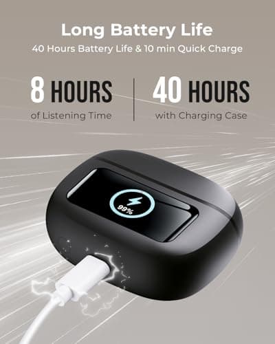 Wireless Earbuds, Ear Buds Active Noise Cancelling with Charging Case, 6.0 Bluetooth Earbuds with AI Clear Calls, 40H Playtime for Sports & Working, Stereo Sound Headphones for iPhone/Android- Black
