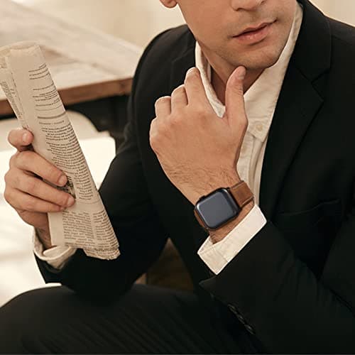 SUNFWR Leather Bands Compatible with Apple Watch Band 42mm(Series 3 2 1) 44mm 45mm 46mm 49mm for Men Women, Top Grain Genuine Leather Replacement Strap for iWatch Ultra 3 2 1, SE3 2 1, Series 11 10 9 8 7 6 5 4 3 2 1