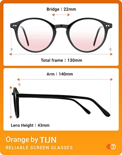 TIJN Blue Light Blocking Glasses Men Women Vintage Thick Round Rim Frame Eyeglasses