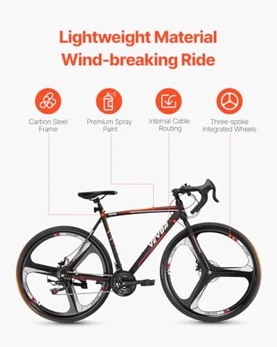 VEVOR Road Bike, 700C Wheels Racing Bike, Shimano Drivetrain City Commuter Road Bicycle, Urban Adult Sport Bicycle with Drop Bar, for Men and Women