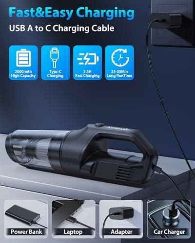 XenonLab Handheld Vacuum Cordless 1.1 Pounds Car Vac 10000PA Hand Held Vacuums 4-in-1 Hand Vac Cordless Rechargeable HEPA Filter Large Capacity Dust Cup for Car Office Home Pets Hair (Gray)