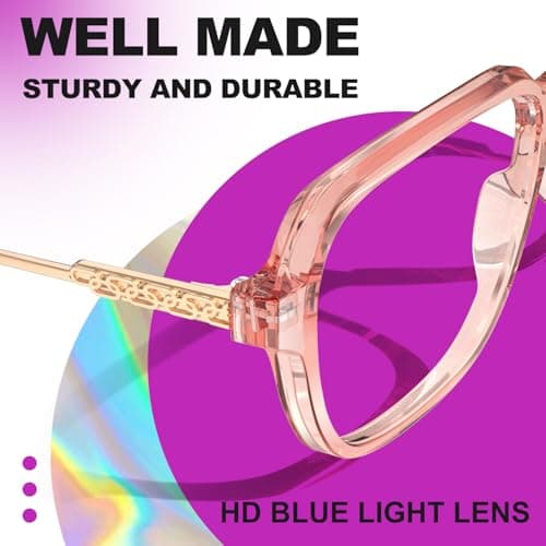 VISOONE Oversized Blue Light Blocking Glasses with Chic Square TR90 Frame and Metal Temple for Women Men REMY