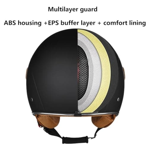 Retro 3/4 Bluetooth Motorcycle Open Face Half Helmet Microphone Dual Speakers and Double Visor Vintage Half Face Motorbike Bluetooth Helmet DOT Approved for Adults Men and Women