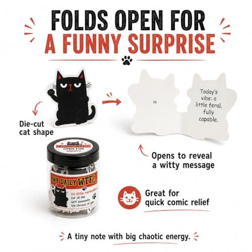 My Daily Jar with 60 Cards, Funny Affirmation Cards for Women Men, Funny Gifts for Women, Gag Gifts for Friends, Coworkers, Gift for Black Cat Lovers B0GVY2G1SX