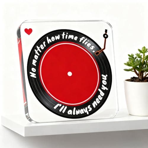Heartwarming Gift for Husbands, Boyfriends, Couples & Retro-Style Fans, Ideal for Valentine's Day, Birthdays, Christmas, Anniversaries & Home Décor - Romantic Vinyl Record Acrylic Decor(Black and red)
