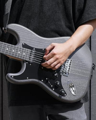 DONNER DST-80 Left-Handed Electric Guitar 39” Beginner Electric Guitar Kit with Amp, Classic SSS Pickup Complete with Gig Bag, Tuner, Capo, Strap, Picks, and Free Online Lessons, Matte Black