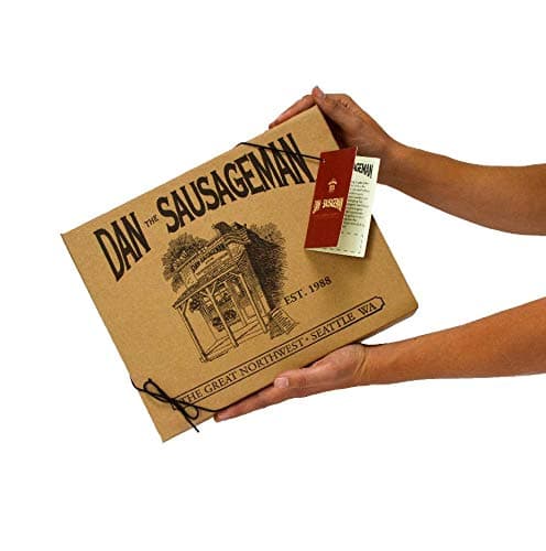 Dan the Sausageman Sounder Gourmet 11 item Snacks Gift Box, Featuring Summer Sausage Beef, Vintage Swiss & Cheddar Cheese, Sweet & Hot Mustard, Pretzels, Addiction Granola, & Garlic Olives, Almond Roca