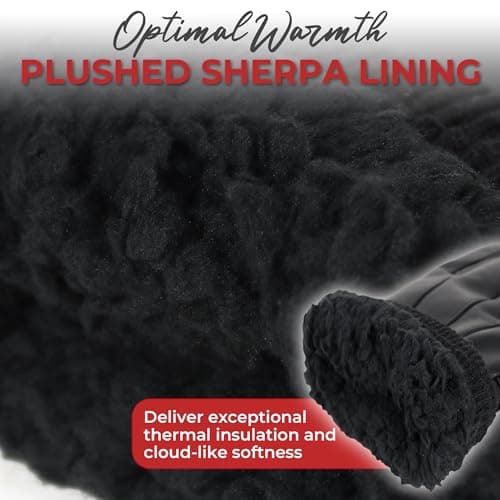 HANDLANDY Genuine Sheepskin Leather Gloves for Men Winter Driving Warm Thermal Wrist Gloves Fleece Lining for Cold Weather