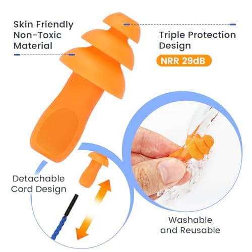 Shooting Ear Protection for Gun Range, 10 Pairs Ear Plugs for Noise Reduction, Hearing Protection for Shooters, Ear Plugs for Shooting, Silicone Ear Plugs