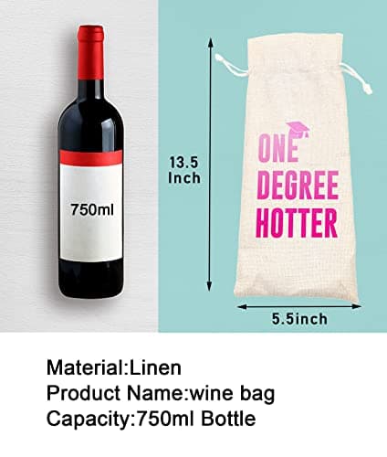 Graduation One Degree Hotter,Funny Cute Wine Bag Gift,College Graduation Gift for Him Her Grad Masters Congrats Cap-Linen Drawstring Wine Bags(5SW113) B0BPC5W9VV