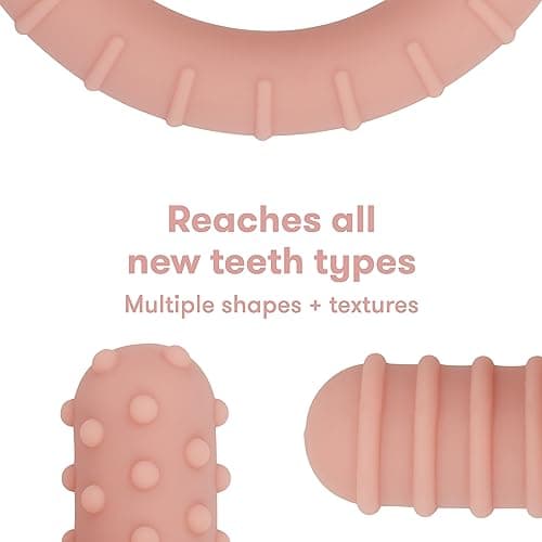 Frida Baby Get-A-Grip Silicone Teether for Teething Pain Relief, BPA-Free Food-Grade Teething Toys for Infant Baby Newborn 0-6, 12, 18 Months, Easy-Grip Teether Ring, PVC-Free, Pink