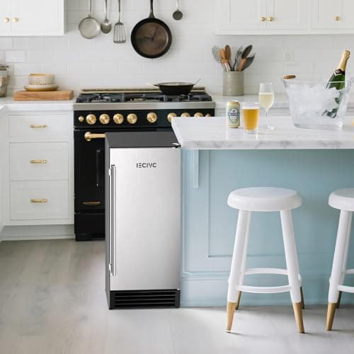 Commercial Under Counter Ice Maker Machine, 80 LBS/Day with 25 LBS Storage Bin, 15'' W Built-in & Freestanding Ice Maker, Auto-Cleaning, Ideal for Commercial Home Bar