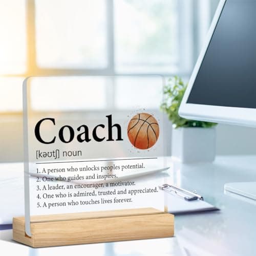 OOINISUU Coach Appreciation Gift, Best Basketball Coach Gifts for Men Women, Coach Definition Clear Desk Decorative Sign Acrylic Plaque Sign Home Office Desk Decor 4x4 Inch