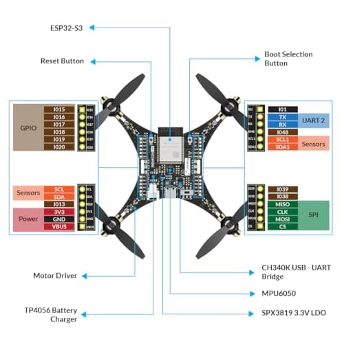 LiteWing - ESP32 based Programmable Drone Development Board without Battery for Makers, Developers and Educators (Ready to Fly)