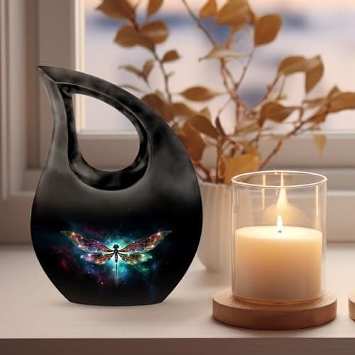 Dragonfly Burial Keepsake Urns for Adult Male Female Ashes, Black Handcrafted Cremation Urn for Human Ashes, Drop Remembrance Gift for Loss, Burial Cremains Container, 3 Inches B0FFTCTN32