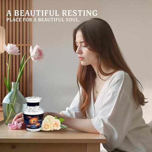Blossom Decorative Urns For Human Remains - Funeral Urns For Adult Ashes Male - Memorial Gift For Loved Ones - Burial Urn For Men & Women Ash - Burial Urn - Small Keepsake 3 Inch - Pack Of 1 B0FT8QB28Q