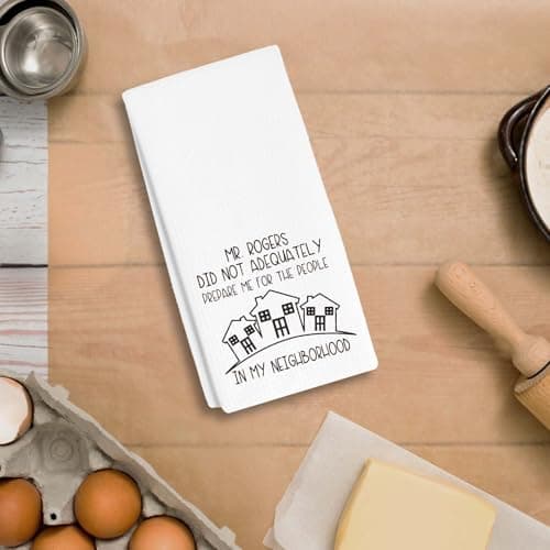 Funny Housewarming Gifts Towels Dish Towels Dishcloth for Neighbors, Christmas Birthday Gifts for Neighbors Hostess, 16 x 24 Farmhouse Decoration Hand Towels for Kitchen Bathroom Home. (096)