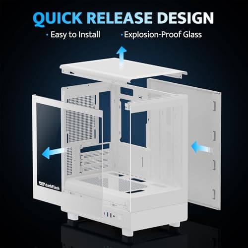 darkFlash Micro ATX PC Case, Pre-Install 3 PWM ARGB Fans Computer Case, Full View Dual Tempered Glass MATX Gaming PC Case, Type C Port, Supports up to 240mm AIO(DB330M) (White)