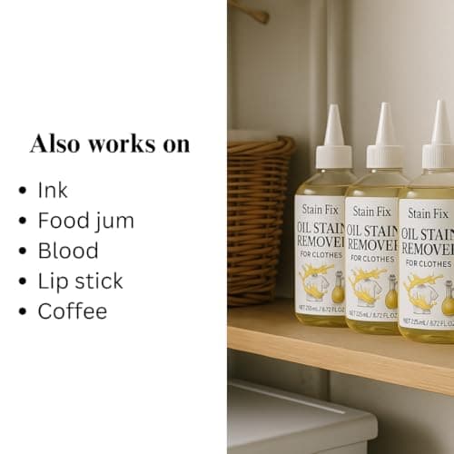 Instant Oil Stain Remover for Clothes (8.72oz) - Fabric Stain Remover For Cooking, Engine, Dried Oil And Grease Stains - Safe for All Fabric Types