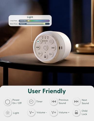 20 Non-Looping Sounds, USB-C Rechargeable, Auto-Off Timer, Last-Setting Memory, Compact Pocket Design Babelio Pocket Glow White Noise Machine for Travel, 9-Color Light B0FX4P8BT3