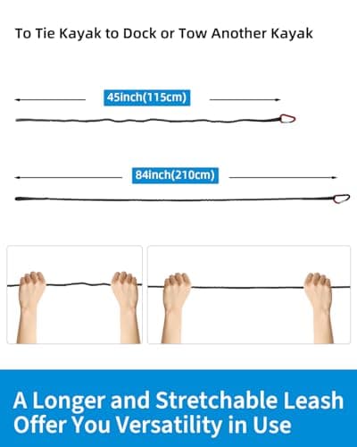 OCEANBROAD Kayak Paddle Leash Stretchable Strap Lanyard Rope for SUP Kayaking Boating Canoeing Fishing Pole Rod 4-7 Feet