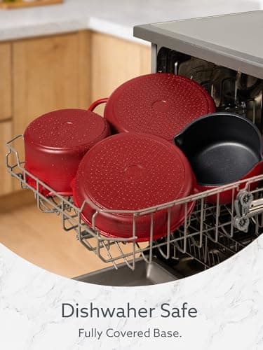 Non-Stick, Non-Toxic, Induction Compatible, Dishwasher & Oven Safe, Space Saving, Camping Cooking, House Warming Gift, Red CAROTE 20pcs Titanium Cookware Set, Detachable Handle Pots and Pans Set B0G6DTV7NG