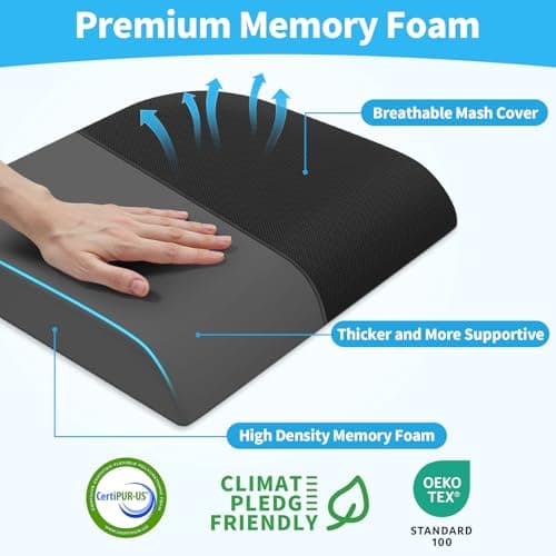TranquilRelax Large Seat Cushion, Memory Foam Cushion for Long Sitting Hours on Office Chair, Car Seat, Non-Slip Chair Pad for Sciatica, Coccyx, Tailbone Pain Relief & Post-Surgery Recovery (Black)