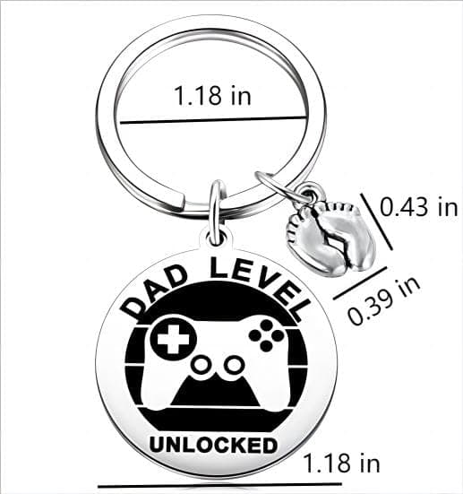 MIXJOY New Expecting Dad First Time Father's Day, Dad Unlocked Keychain with Baby Footprint Charm
