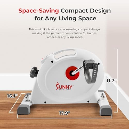 Sunny Health & Fitness Smart Under-Desk Bike Exerciser, Low-Impact Cardio Cycling Equipment for Home/Office, Mini Paddler for Arm/Leg Mobility Training, Free SunnyFit App Connect, Optional Motorized