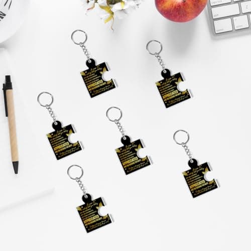 Gift Set for Employee, Staff, Teachers, Teamwork Puzzle Piece Keyring, Acrylic Team Appreciation Gifts Bulk Thank You Keychains for Coworkers B0FD9YB7K3
