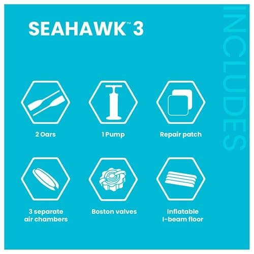 INTEX Seahawk Inflatable Boat Series: Includes Boat Oars and High-Output Pump - Fishing Rod Holders - Gear Pouch
