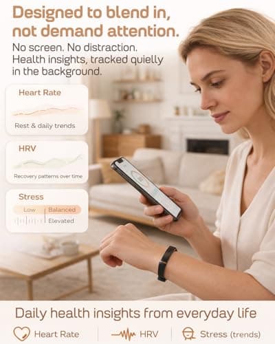 FITVII Screenless Fitness Tracker for Women Men, Health and Fitness Wearable with 24/7 Heart Rate, Blood Pressure and HRV Sleep Monitor, Subscription Free Activity Tracker for Android & iPhone
