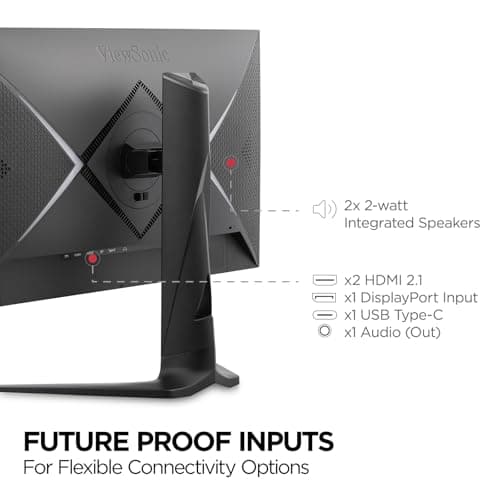 ViewSonic XG2736-2K 27 Inch 1440p Gaming Monitor, IPS with 240Hz and 0.5ms for Pro-Level Gameplay, FreeSync Premium and G-Sync Compatible, Advanced Ergonomics, 65W USB-C, HDMI, and DisplayPort Inputs