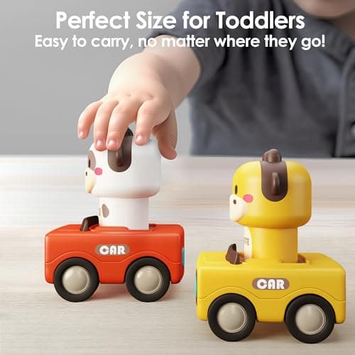 Infant Play Vehicle Set, Push Go Friction Car, Montessori Toy for 6-9-12-18 Months, 1st Birthday Gifts for 1-2 Years Old Girl iPlay, iLearn Baby Press to Go Car Toys for Toddlers 1-3, 1 Yr Old Boy Gift B0BTBV51KY