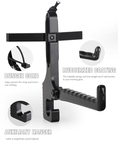 Treestand Bow Hanger with Strap - Saddle Hunting Bow Hanger - Folding Lightweight Bow Hanger with Backpack Hook - Bow Hunting Accessories Crossbow Bow Hanger - Mobile Hunting