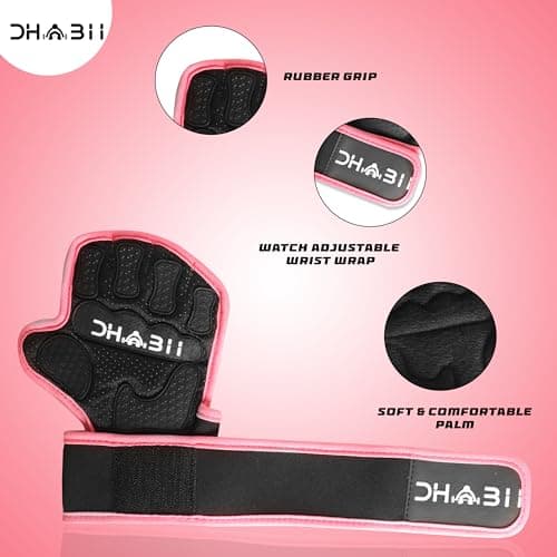 Dhabii Weight Lifting Gloves Compatible with Smart Watches, Ventilated Workout Gloves with Wrist Wraps for Men and Women- Great for Cross Training, Pull Ups, Gym, Workout.