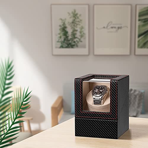 Efaithtek Automatic Single Watch Winder for Automatic Watches,Rotating Watch Case with Japanese Quiet Motor，AC Adapter or Battery Powered