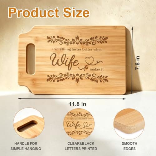 Wife Birthday Gift Ideas, " Everything Tastes Better " Engraved Cutting Board, Romantic Valentine's Day Gift to My Wife Birthday Gifts for Wife, Christmas Gift Ideas for Wife from Husband B0HBQ5XY3X