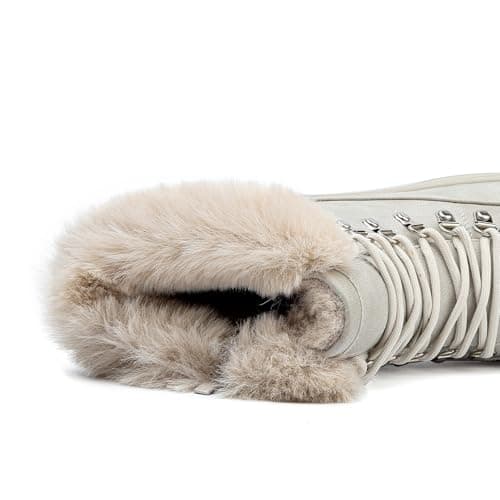 Chaoslook Womens Snow Boots Waterproof Leather Fur Lined Winter Warm Boots for Women Comfortable Platform Lace up PU Fashion Ankle Booties