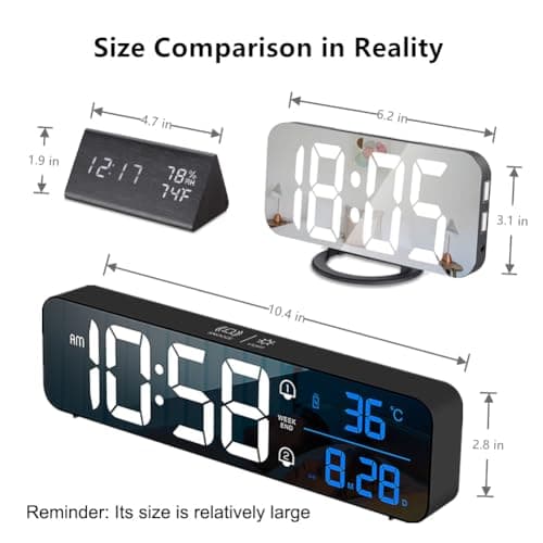 Hournor Digital Clock for Bedroom, Digital Wall Clock for Living Room Decor, Desk Table Clocks, Digital Clock Large Display, Bedroom Smart Alarm Clock for Office Blue